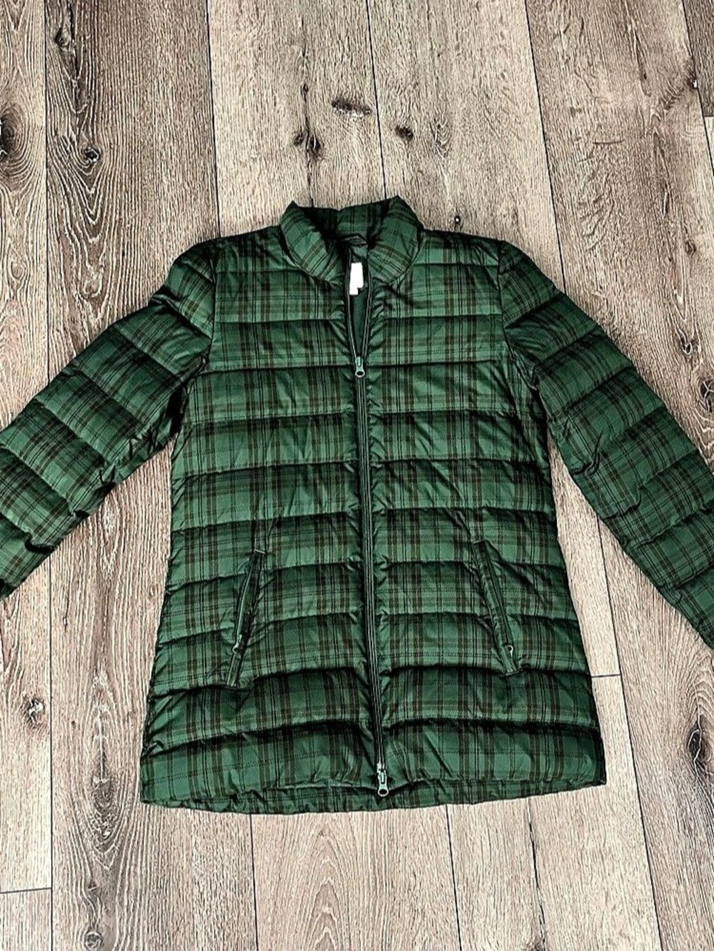 J.Crew Plaid Puffer Jacket in Green Size XS